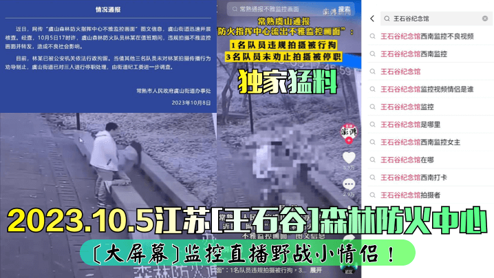 独家猛料2023.10.5江.苏王石谷森林防火中心大屏幕监控直播野战小情侣封面