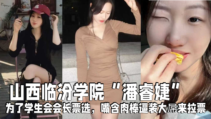 山西临汾学院潘睿婕为了学生会会长票选嘴含肉棒逼装.大屌来拉票封面